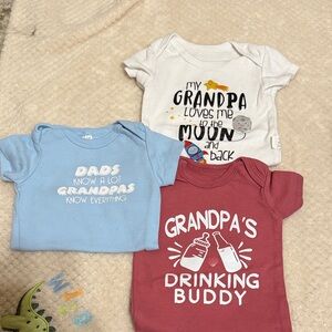 Set of Three Grandpa-Themed Baby Onesies